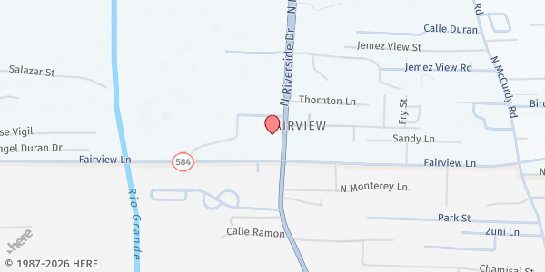 Map showing Ayudantes - PSR at 1206 N Riverside Dr, Española, NM