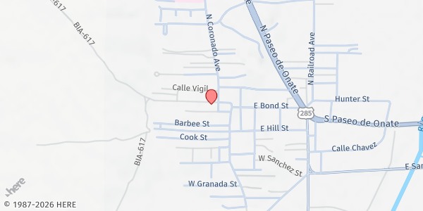 Map showing Breath of My Heart Birthplace at 905 Calle Armada, Española, NM