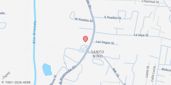 Map showing Espanola Pathways Shelter at 628 North Riverside Drive, Suite A, Española, NM