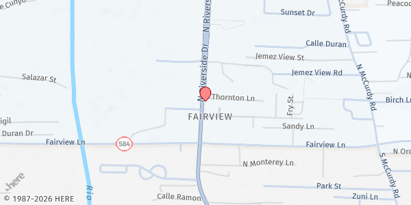 Map showing Espanola Valley Church of Christ at 1311 N Riverside Dr, Española, NM
