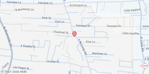 Map showing McCurdy Ministries Student Pantry at 362A S McCurdy Rd, Española, NM