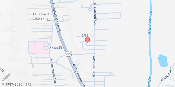 Map showing San Martin de Porres Soup Kitchen at 171 W Jonathon Dr, Española, NM