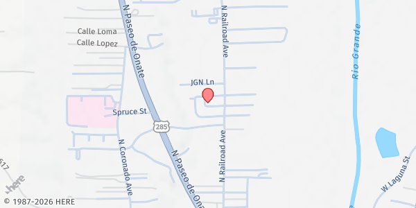 Map showing San Martin de Porres Soup Kitchen at 171 W E Jonathan Dr, Española, NM