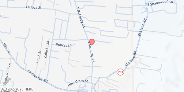 Map showing Santa Cruz United Methodist Church at 405 S McCurdy Rd, Española, NM