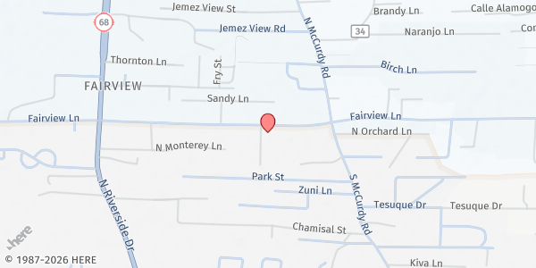 Map showing Tewa Women United at 1003 E. Fairview Lane, Española, NM