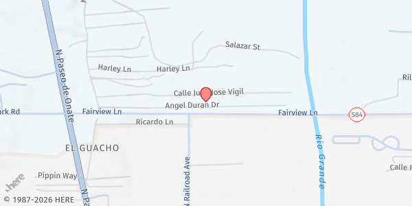 Map showing Victory Faith Church at 823 Angel Duran Dr., Espanola, NM