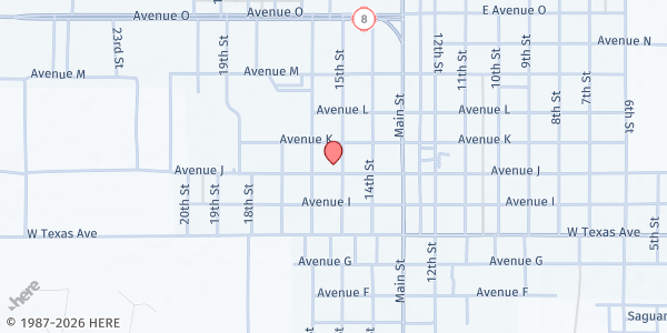 Map showing Eunice First United Methodist at 1001 15th St., Eunice, NM
