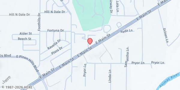 Map showing Desert View Family Counseling - Main Location at 6100 E Main St., Farmington, NM