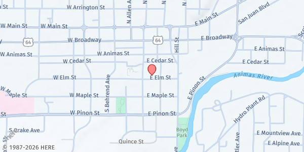 Map showing ECHO Farmington Food Bank at 401 S Commercial Ave, Farmington, NM