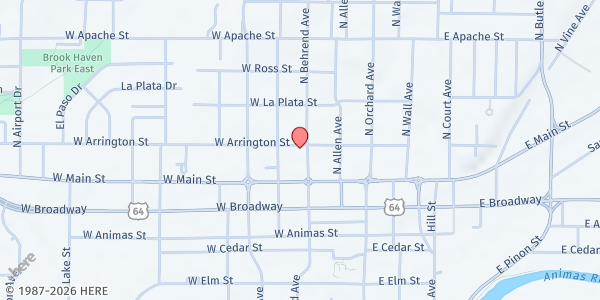 Map showing Frontline Mission at 129 N. Behrend Avenue, Farmington, NM