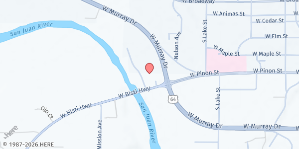 Map showing Navajo Bible Missionary Church at 1060 Bisti Hwy, Farmington, NM
