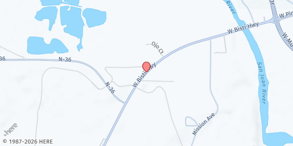 Map showing Navajo Bible Missionary Church at Bisti Hwy., Farmington, NM