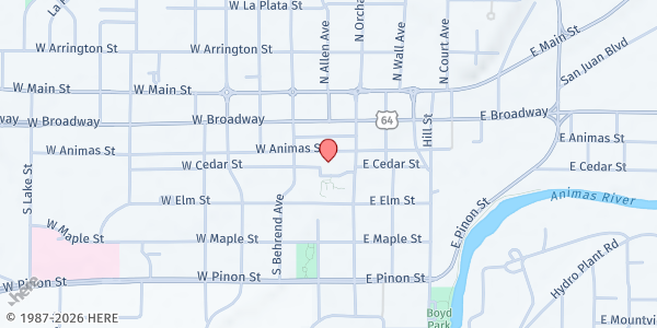 Map showing New Mexico Human Services - Farmington at 101 W Animas St, Farmington, NM