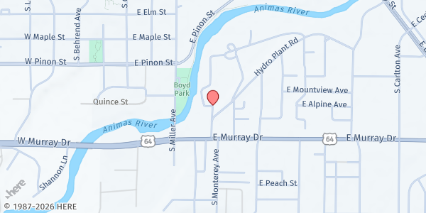 Map showing P.A.T.H. - Farmington at 520 Hydro Plant Road, Farmington, NM