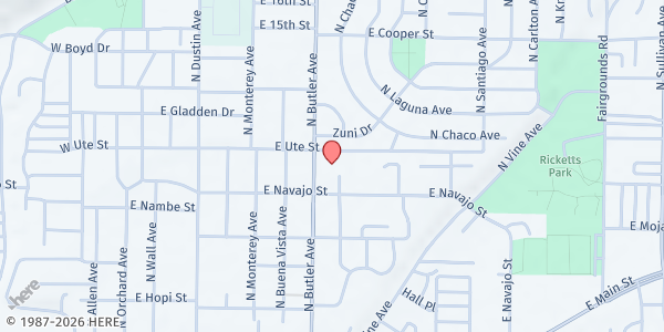 Map showing World Harvest Center at 1024 N Butler Ave, Farmington, NM