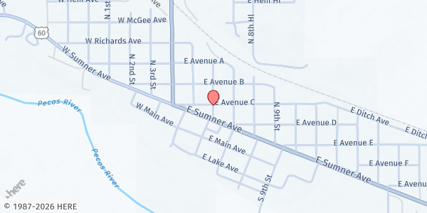 Map showing First Baptist Church of Fort Sumner at 509 N 6th St., Fort Sumner, NM