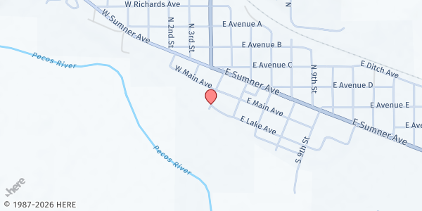 Map showing Fort Sumner Mobile Food Pantry at 166 S. 5th, Fort Sumner, NM