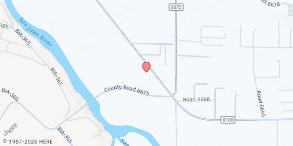 Map showing Riverside Bread of Life at 713 Co Rd 6100, Fruitland, NM