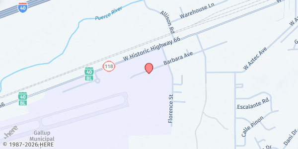 Map showing Bonney Family Home at 2021 Barbara Ave., Gallup, NM