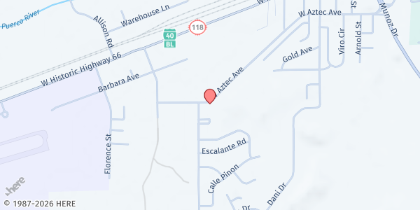 Map showing Gallup First Church of the Nazarene at 1801 W Aztec Ave., Gallup, NM
