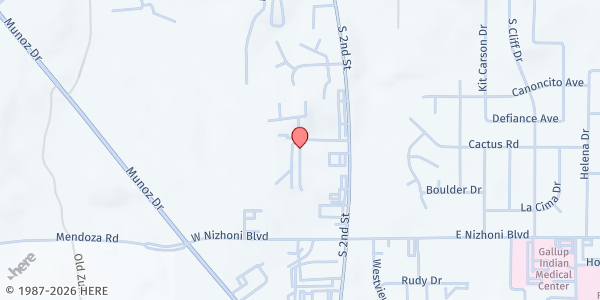 Map showing Our Lady of Mt. Carmel at 208 Cedar Hills Ave., Gallup, NM