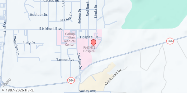 Map showing Rehoboth McKinley Christian Health Care Services - Meal Site at 1901 Red Rock Dr., Gallup, NM
