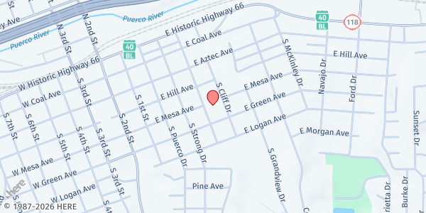 Map showing Sacred Heart Cathedral - Sacred Heart School at 415 E Green Ave., Gallup, NM