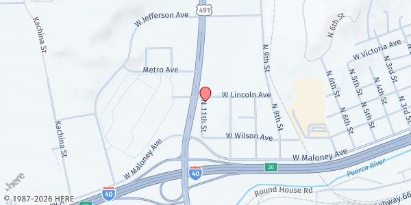 Map showing Saint Paul Missionary Baptist Church at 1121 W. Lincoln, Gallup, NM