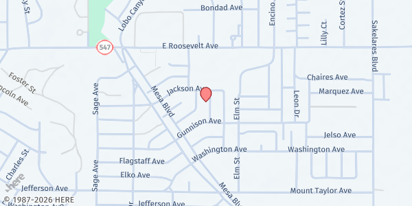 Map showing Zion Ministries at 1016 Birch St, Grants, NM