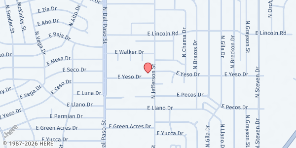 Map showing Crosswinds Community Church at 1701 N Jefferson St., Hobbs, NM