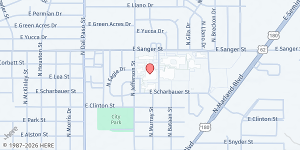 Map showing Hobbs High School at 800 N Jefferson St., Hobbs, NM