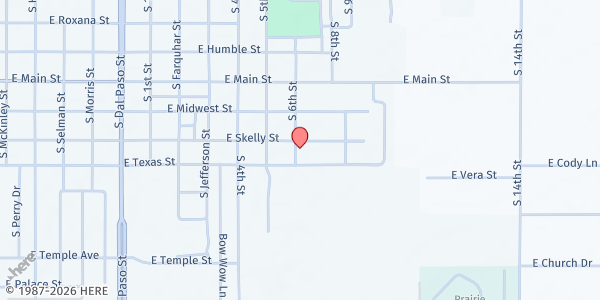 Map showing Pentecostal Temple at 1401 E Skelly St., Hobbs, NM