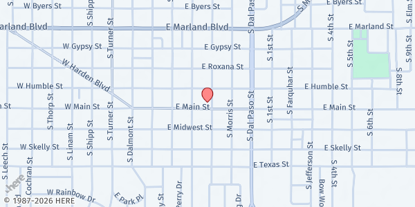 Map showing Salvation Army Food Bank - Hobbs at 520 E Main St., Hobbs, NM