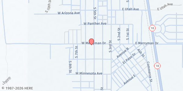 Map showing St. Cecelia Catholic Church at 503 S 5th St., Jal, NM