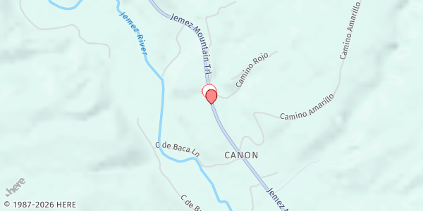 Map showing Jemez Valley Public Schools at 8501 Highway 4, Jemez Pueblo, NM