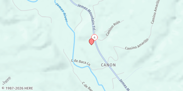 Map showing Jemez Valley Public Schools Food Pantry at 8501 NM-4, Jemez Pueblo, NM