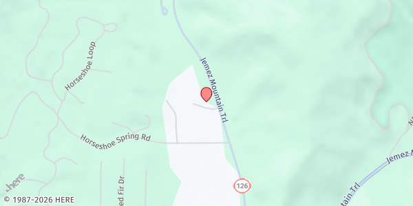 Map showing Jemez Mountain Baptist Church at 6 Riverview Ct, Jemez Springs, NM