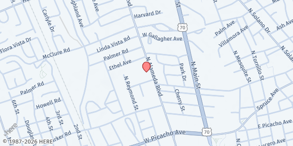 Map showing Alameda Elementary School at 1325 N Alameda Blvd., Las Cruces, NM
