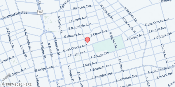 Map showing Eastside Senior Center at 310 N Tornillo St., Las Cruces, NM