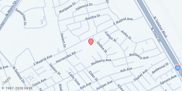 Map showing Loma Heights Elementary at 1600 E. Madrid Avenue, Las Cruces, NM