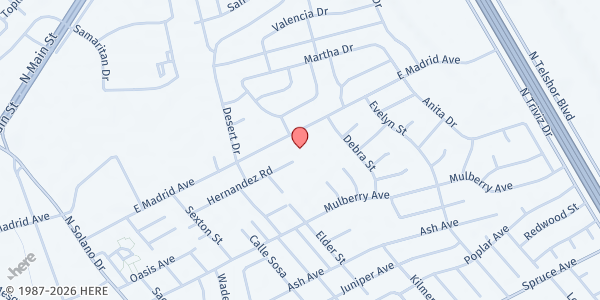 Map showing Loma Heights High School at 1600 E Madrid Ave., Las Cruces, NM