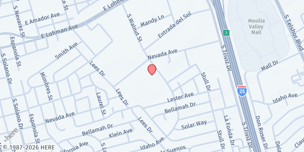 Map showing Lynn Community Middle School Food Pantry at 950 S Walnut St., Las Cruces, NM