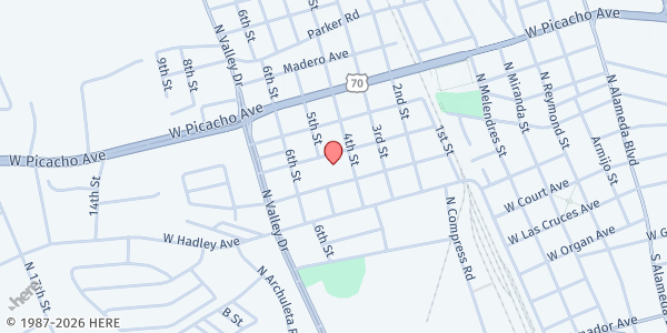 Map showing MacArthur Elementary (CHI 9) at 655 N. Fourth Street, Las Cruces, NM