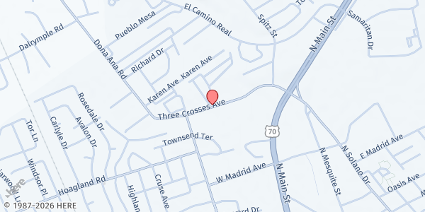 Map showing Manna New Mexico - Three Crosses Ave at 240 Three Crosses Ave, Las Cruces, NM