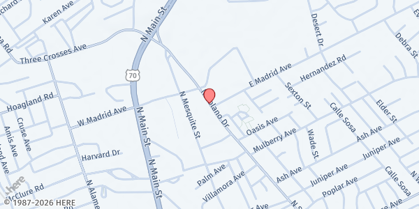 Map showing Mira Vista Villa Apartments at 2141 North Solano Drive, Las Cruces, NM