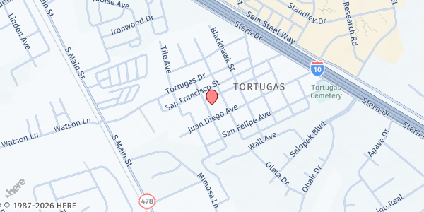 Map showing Our Lady of Guadalupe at 3600 Parroquia St., Las Cruces, NM