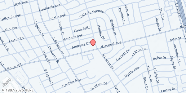 Map showing Peace Lutheran Church at 1701 E. Missouri Ave., Las Cruces, NM