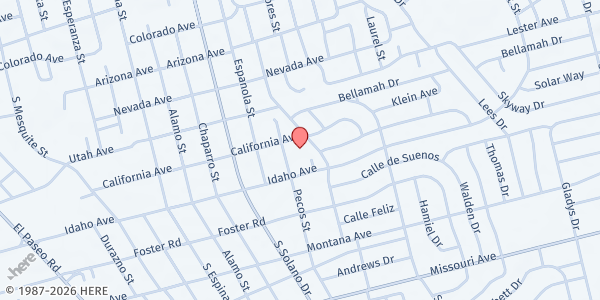 Map showing Salvation Army - Las Cruces at 1590 California Ave., Las Cruces, NM