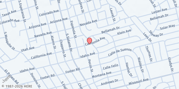 Map showing Salvation Army of Las Cruces at 1590 California Ave, Las Cruces, NM