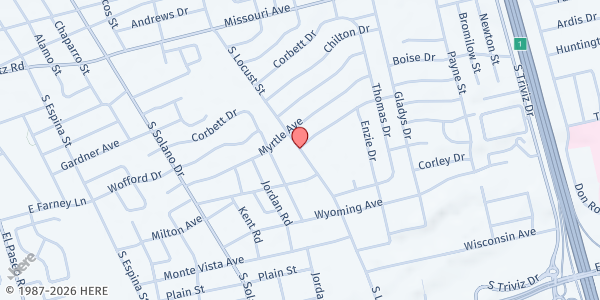 Map showing University United Methodist Church at 2000 S. Locust, Las Cruces, NM